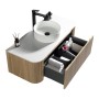 Flauto 1070mm Wall Hung Curve Corner Vanity with Sintered Stone Counter Top - Country Oak, another view