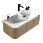 Flauto 1070mm Wall Hung Curve Corner Vanity with Sintered Stone Counter Top - Country Oak, another view (2)