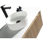 Flauto 1070mm Wall Hung Curve Corner Vanity with Sintered Stone Counter Top - Country Oak, close-up