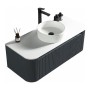 Flauto 1070mm Wall Hung Curve Corner Vanity with Sintered Stone Counter Top - Midnight Shadow