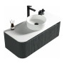 Flauto 1070mm Wall Hung Curve Corner Vanity with Sintered Stone Counter Top - Smoked Sage