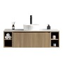 Flauto 1200mm Wall Hung Vanity with 2 Side Storage & Sintered Stone Counter Top - Country Oak