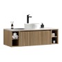 Flauto 1200mm Wall Hung Vanity with 2 Side Storage & Sintered Stone Counter Top - Country Oak, another view