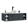 Flauto 1200mm Wall Hung Vanity with 2 Side Storage & Sintered Stone Counter Top - Midnight Shadow
