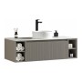 Flauto 1200mm Wall Hung Vanity with 2 Side Storage & Sintered Stone Counter Top - Soft Coffee