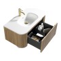 Flauto 870mm Wall Hung Curve Corner Vanity with Matte Basin - Country Oak, another view