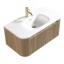 Flauto 870mm Wall Hung Curve Corner Vanity with Matte Basin - Country Oak, another view (2)