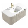Flauto 870mm Wall Hung Curve Corner Vanity with Matte Basin - Soft Coffee