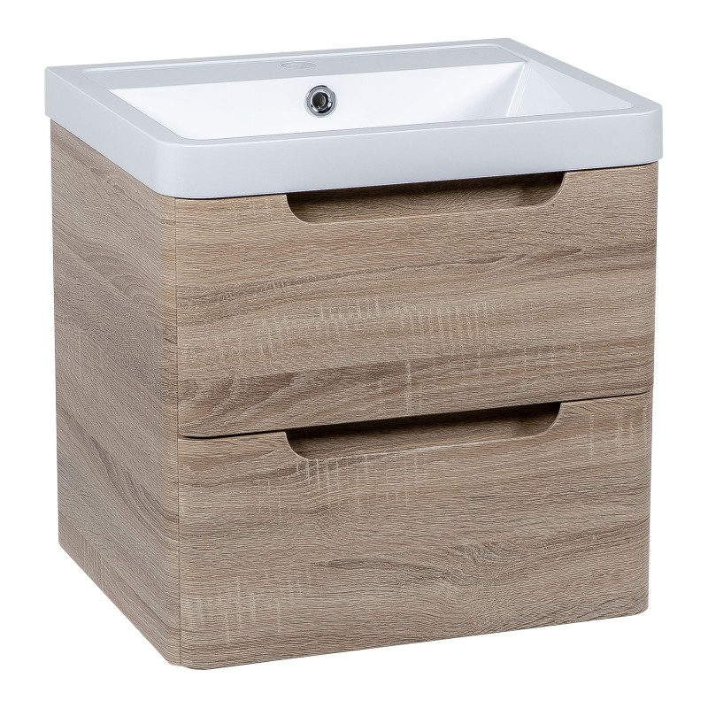 Monza 500mm Wall Hung Vanity & Basin - Country Oak