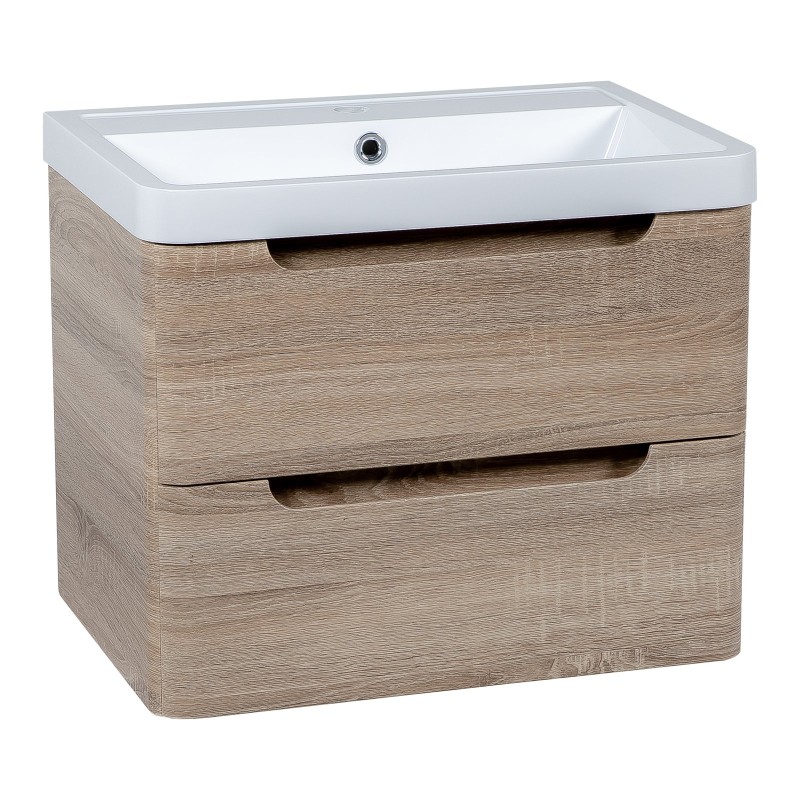 Monza 600mm Wall Hung Vanity Unit & Basin - Country Oak