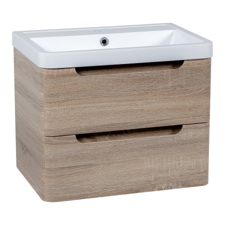Monza 600mm Wall Hung Vanity Unit & Basin - Country Oak