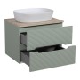 Monza Plus 600mm Fluted Wall Hung Vanity & Counter Top - Aloe Green/Country Oak, another view (2)