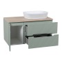 Monza Plus 900mm Fluted Wall Hung Vanity with Side Cabinet & Counter Top - Aloe Green/Country Oak, another view
