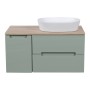 Monza Plus 900mm Fluted Wall Hung Vanity with Side Cabinet & Counter Top - Aloe Green/Country Oak, another view (2)