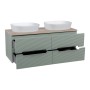 Monza Plus 1200mm Fluted Wall Hung Double Vanity with Counter Top - Aloe Green/Country Oak