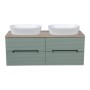 Monza Plus 1200mm Fluted Wall Hung Double Vanity with Counter Top - Aloe Green/Country Oak, another view (2)