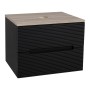 Monza Plus 600mm Fluted Wall Hung Vanity & Counter Top - Matte Black/Country Oak
