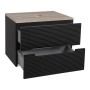 Monza Plus 600mm Fluted Wall Hung Vanity & Counter Top - Matte Black/Country Oak, another view (2)