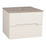 Monza Plus 600mm Fluted Wall Hung Vanity & Counter Top - Warm Oatmeal/Country Oak, another view