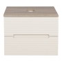 Monza Plus 600mm Fluted Wall Hung Vanity & Counter Top - Warm Oatmeal/Country Oak, another view (2)