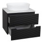 Monza Plus 600mm Fluted Wall Hung Vanity & Counter Top - Matte Black/Grey Marble, another view