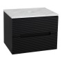 Monza Plus 600mm Fluted Wall Hung Vanity & Counter Top - Matte Black/Grey Marble, another view (2)