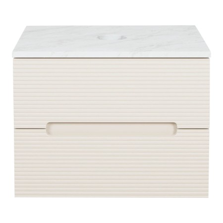 Monza Plus 600mm Fluted Wall Hung Vanity & Counter Top - Warm Oatmeal/Grey Marble