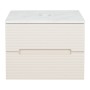 Monza Plus 600mm Fluted Wall Hung Vanity & Counter Top - Warm Oatmeal/Grey Marble