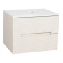 Monza Plus 600mm Fluted Wall Hung Vanity & Counter Top - Warm Oatmeal/Grey Marble, another view (2)