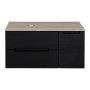Monza Plus 900mm Fluted Wall Hung Vanity with Side Cabinet & Counter Top - Matte Black/Country Oak, another view