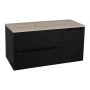 Monza Plus 900mm Fluted Wall Hung Vanity with Side Cabinet & Counter Top - Matte Black/Country Oak, another view (2)
