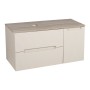 Monza Plus 900mm Fluted Wall Hung Vanity with Side Cabinet & Counter Top - Warm Oatmeal/Country Oak
