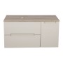 Monza Plus 900mm Fluted Wall Hung Vanity with Side Cabinet & Counter Top - Warm Oatmeal/Country Oak, another view