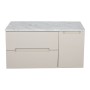 Monza Plus 900mm Fluted Wall Hung Vanity with Side Cabinet & Counter Top - Warm Oatmeal/Grey Marble
