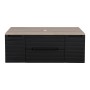Monza Plus 1200mm Fluted Wall Hung Vanity with 2 Side Cabinets & Counter Top - Matte Black/Country Oak, another view