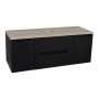 Monza Plus 1200mm Fluted Wall Hung Vanity with 2 Side Cabinets & Counter Top - Matte Black/Country Oak, another view (2)