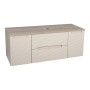 Monza Plus 1200mm Fluted Wall Hung Vanity with 2 Side Cabinets & Counter Top - Warm Oatmeal/Country Oak, another view (2)