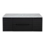 Monza Plus 1200mm Fluted Wall Hung Vanity with 2 Side Cabinets & Counter Top - Matte Black/Grey Marble