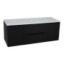 Monza Plus 1200mm Fluted Wall Hung Vanity with 2 Side Cabinets & Counter Top - Matte Black/Grey Marble, another view