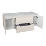 Monza Plus 1200mm Fluted Wall Hung Vanity with 2 Side Cabinets & Counter Top - Warm Oatmeal/Grey Marble
