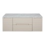 Monza Plus 1200mm Fluted Wall Hung Vanity with 2 Side Cabinets & Counter Top - Warm Oatmeal/Grey Marble, another view
