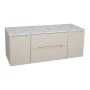 Monza Plus 1200mm Fluted Wall Hung Vanity with 2 Side Cabinets & Counter Top - Warm Oatmeal/Grey Marble, another view (2)