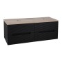 Monza Plus 1200mm Fluted Wall Hung Double Vanity with Counter Top - Matte Black/Country Oak