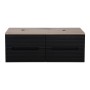Monza Plus 1200mm Fluted Wall Hung Double Vanity with Counter Top - Matte Black/Country Oak, another view (2)