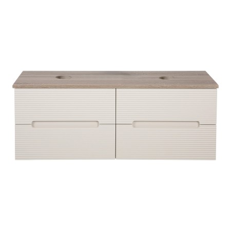 Monza Plus 1200mm Fluted Wall Hung Double Vanity with Counter Top - Warm Oatmeal/Country Oak