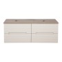 Monza Plus 1200mm Fluted Wall Hung Double Vanity with Counter Top - Warm Oatmeal/Country Oak