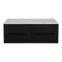 Monza Plus 1200mm Fluted Wall Hung Double Vanity with Counter Top - Matte Black/Grey Marble, another view