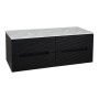 Monza Plus 1200mm Fluted Wall Hung Double Vanity with Counter Top - Matte Black/Grey Marble, another view (2)
