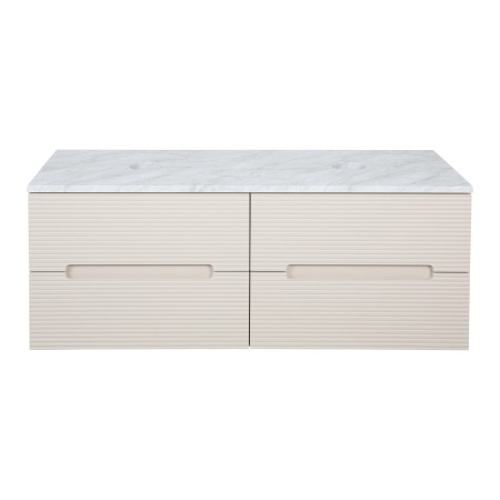 Monza Plus 1200mm Fluted Wall Hung Double Vanity with Counter Top - Warm Oatmeal/Grey Marble