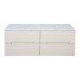 Monza Plus 1200mm Fluted Wall Hung Double Vanity with Counter Top - Warm Oatmeal/Grey Marble